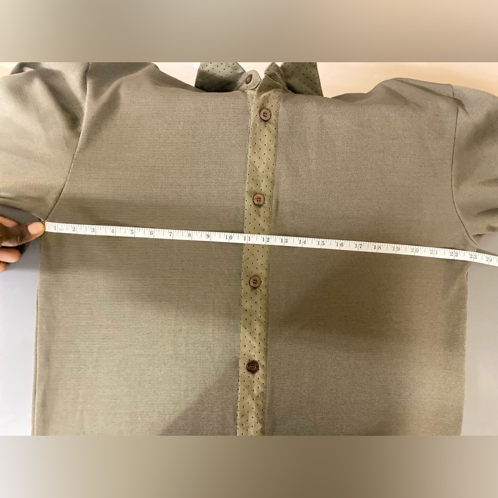 Vintage CREME DE SILK Olive Green Button Down Men's shirt size Large.excellent - Picture 6 of 13